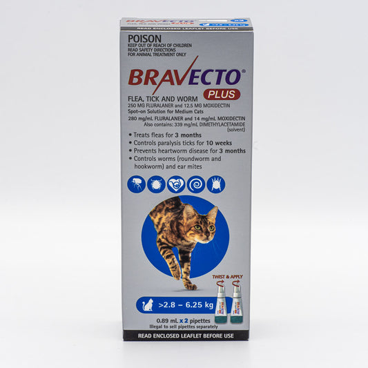 BRAVECTO PLUS CAT 2.8-6.25KG 2PK