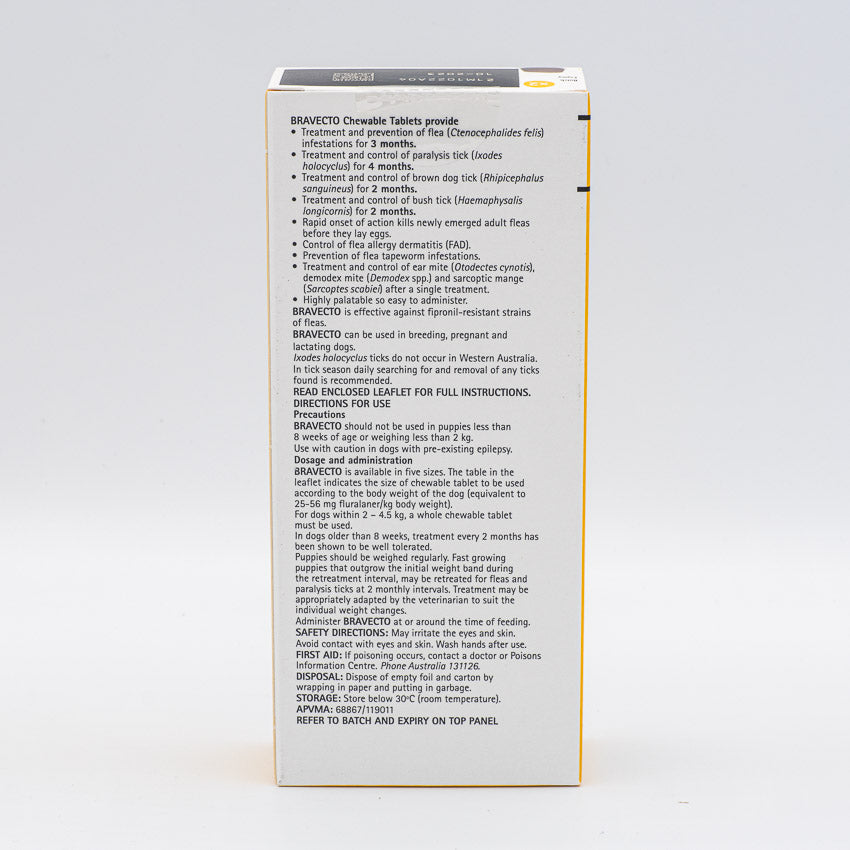 BRAVECTO CHEWS V.SMALL DOG YELLOW 2-4.5KG 2PK