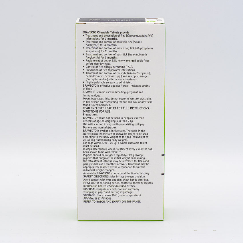 BRAVECTO CHEWS MEDIUM DOG GREEN 10-20KG 1PK