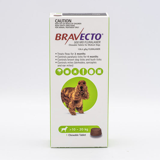 BRAVECTO CHEWS MEDIUM DOG GREEN 10-20KG 1PK