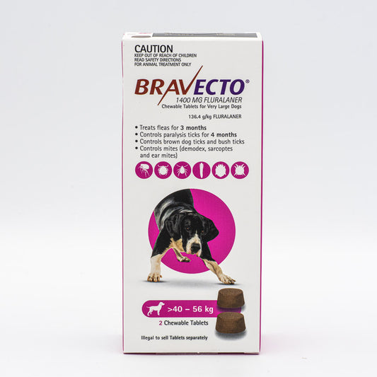 BRAVECTO CHEWS V.LARGE DOG PURPLE 40-56KG 2PK