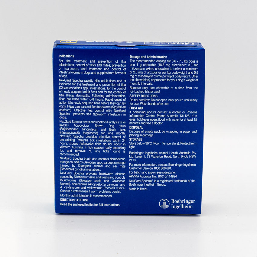 NEXGARD SPECTRA 3.6-7.5KG 6PACK