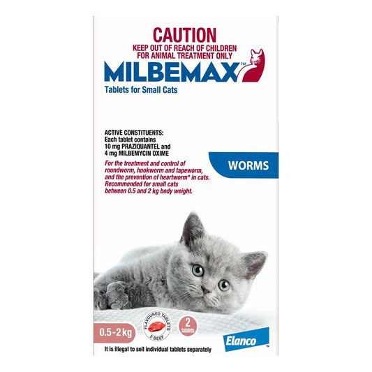 MILBEMAX CAT ALLWORMER 0.5-2KG 2TABS