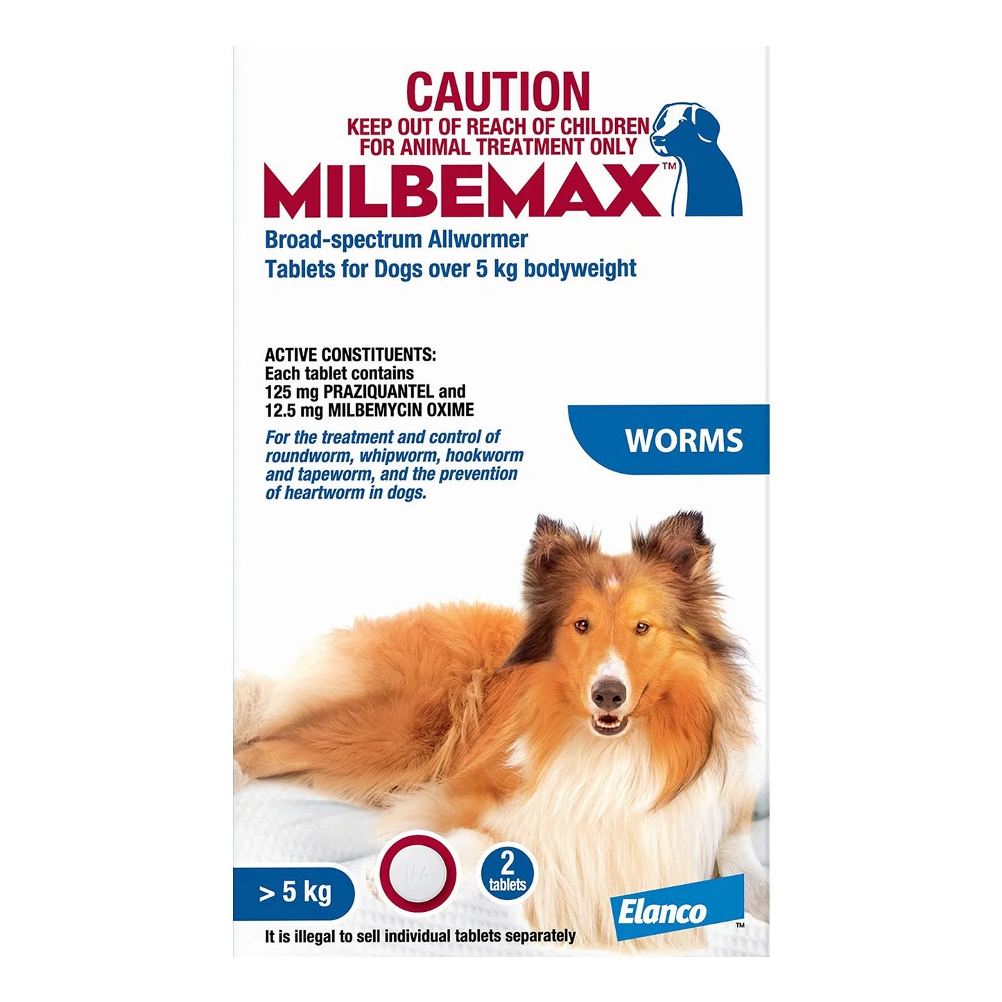 MILBEMAX DOG ALLWORMER 5KG-25KG 2TABS