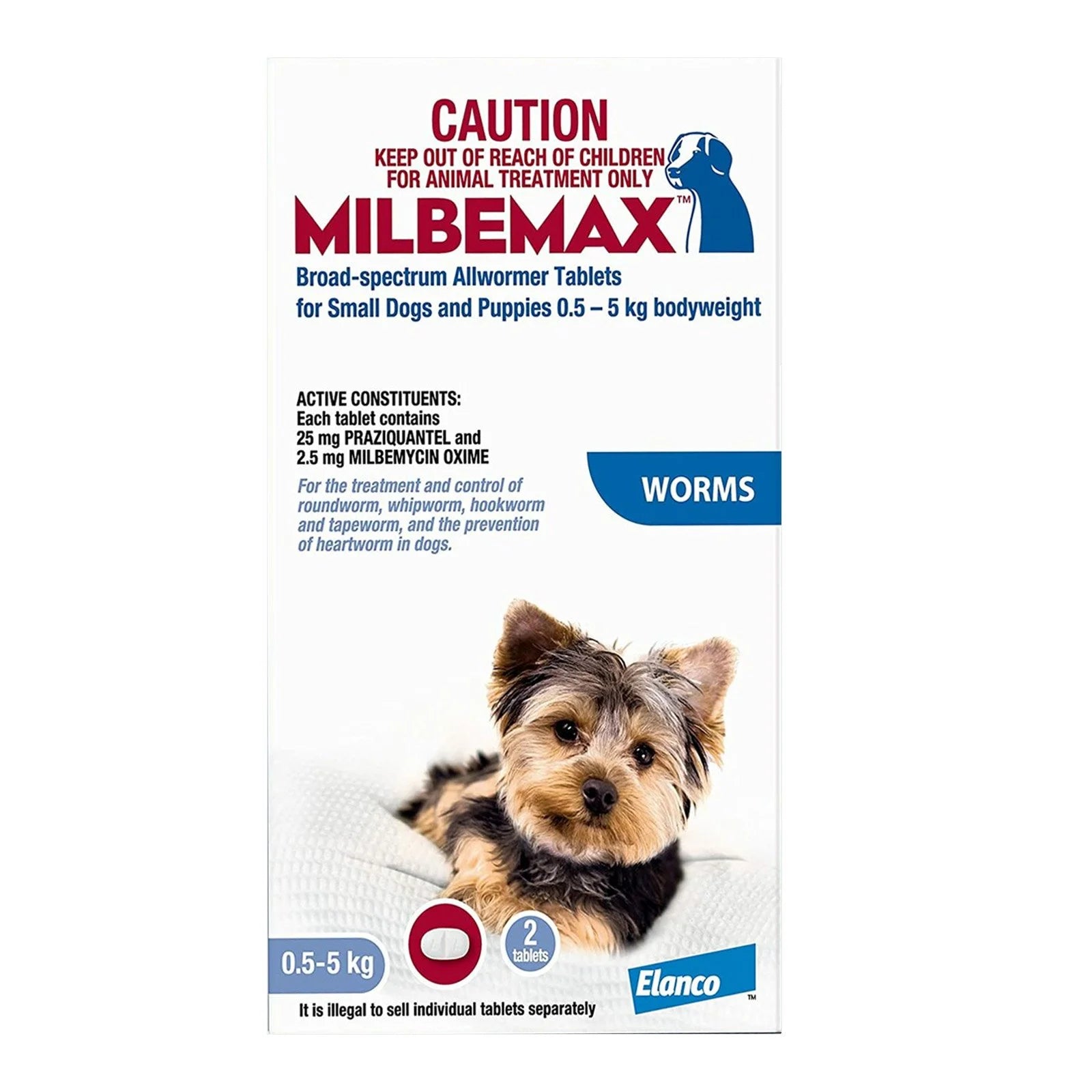 MILBEMAX DOG ALLWORMER 0.5-5KG 2TABS