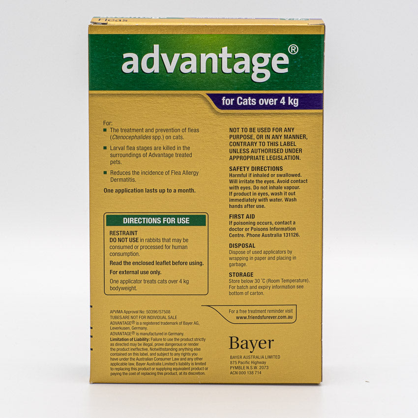 ADVANTAGE LARGE CAT OVER 4KG 6PACK