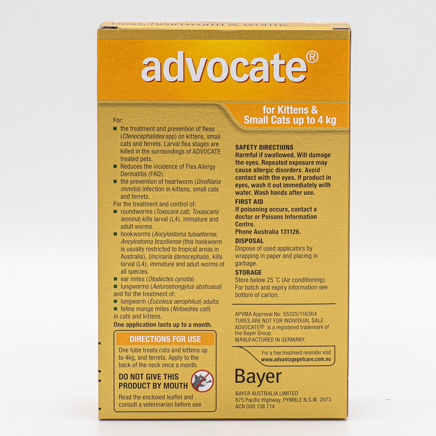 ADVOCATE CAT SMALL ORANGE 0-4KG 3PACK