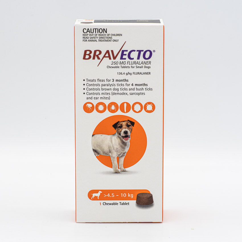 BRAVECTO CHEWS SMALL DOG ORANGE 4.5-10KG 1PK