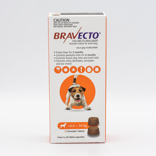 BRAVECTO CHEWS SMALL DOG ORANGE 4.5-10KG 2PK
