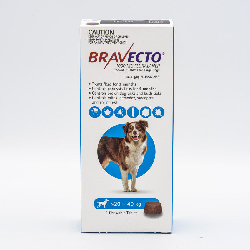 BRAVECTO CHEWS LARGE DOG BLUE 20-40KG 1PK