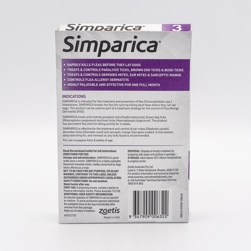 SIMPARICA 2.6-5KG 3PACK